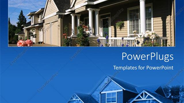  Presentation with new home - Close up of new home on blue background