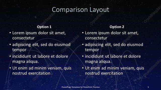 Comparison presentation slide layout