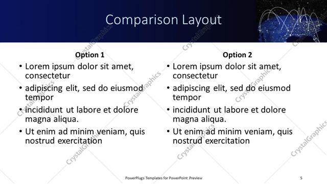 Comparison presentation slide layout