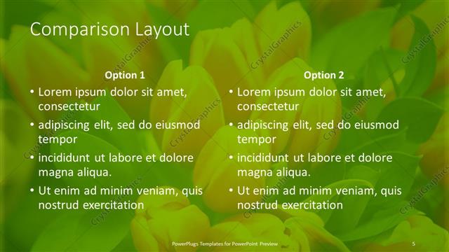Comparison presentation slide layout