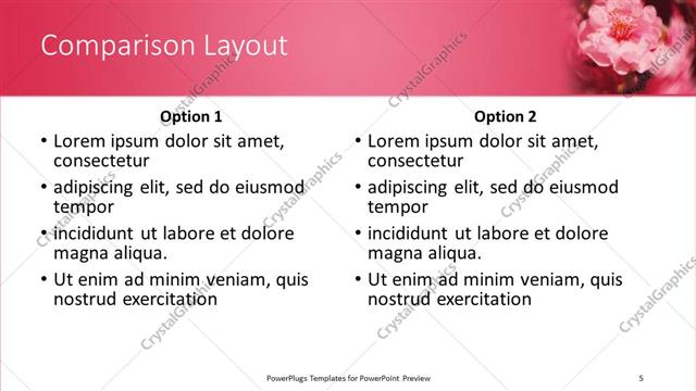 Comparison presentation slide layout