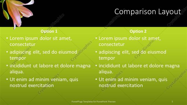 Comparison presentation slide layout