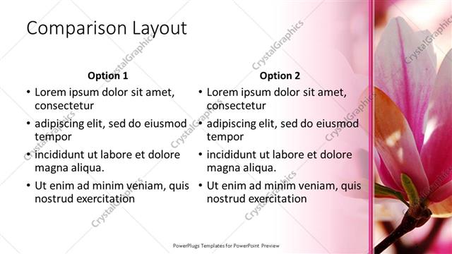 Comparison presentation slide layout