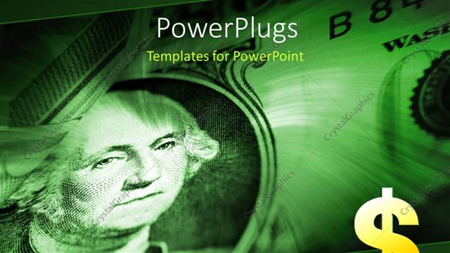  Presentation with dollar sign - Close up of portrait on dollar bill with yellow 3D dollar sign