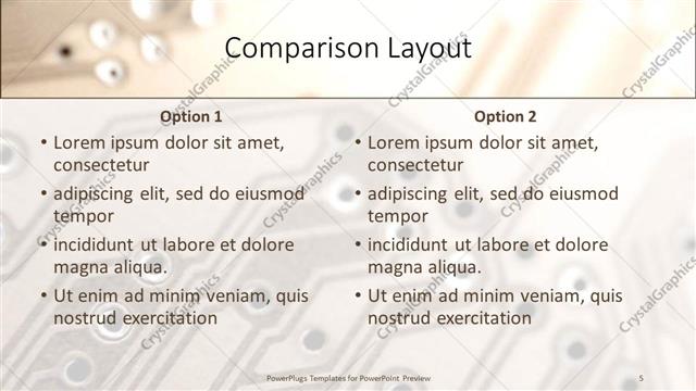 Comparison presentation slide layout