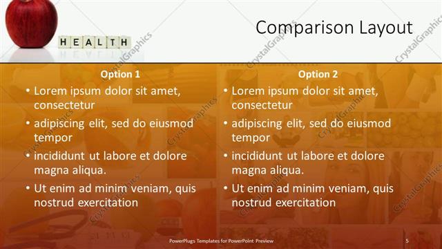 Comparison presentation slide layout