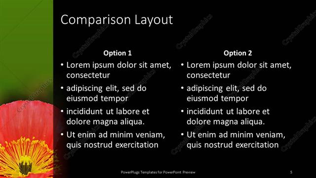 Comparison presentation slide layout