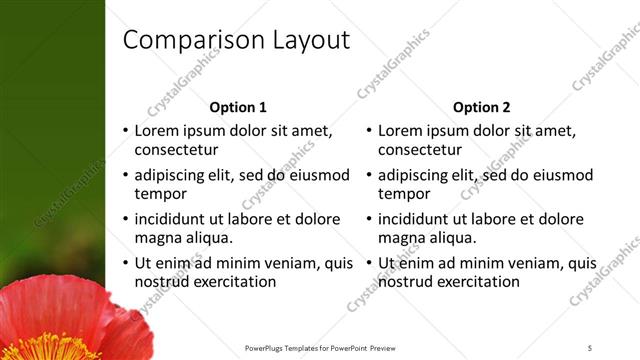 Comparison presentation slide layout