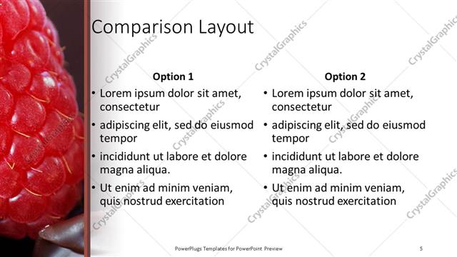 Comparison presentation slide layout