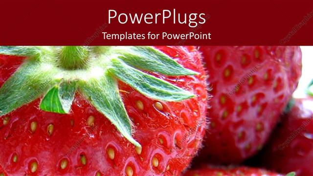  Presentation with base - Close up of red ripe strawberries with green base