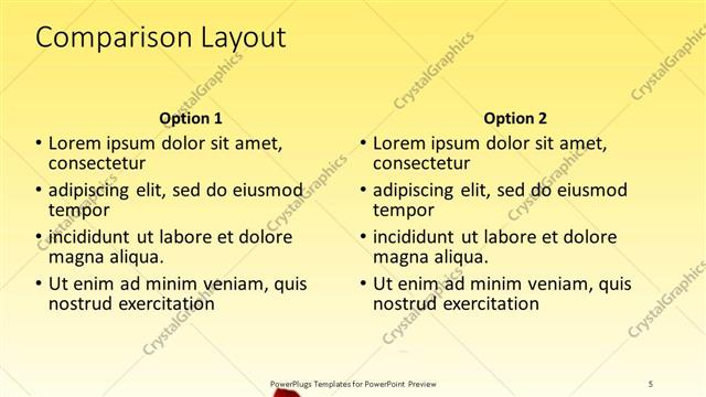 Comparison presentation slide layout
