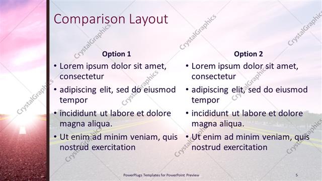 Comparison presentation slide layout