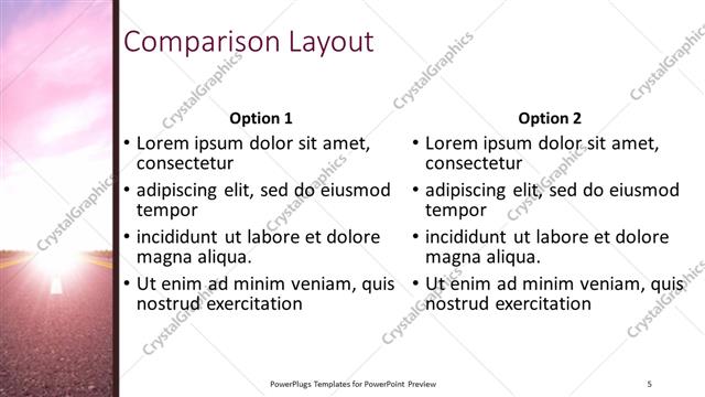 Comparison presentation slide layout