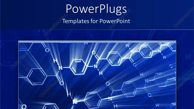  Presentation with science - Close up screen on chemical formulas and symbols on blue background