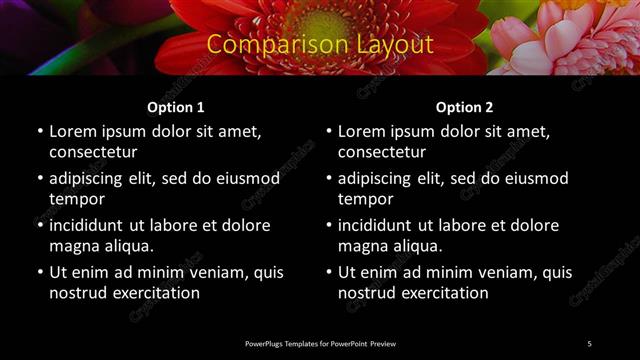 Comparison presentation slide layout