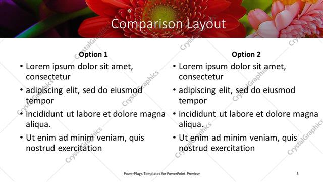 Comparison presentation slide layout