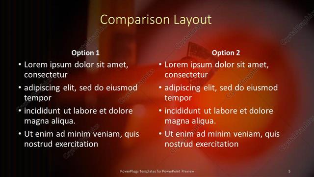 Comparison presentation slide layout