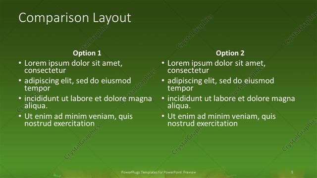 Comparison presentation slide layout
