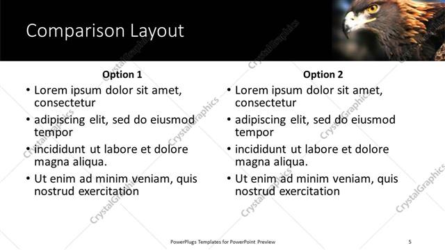 Comparison presentation slide layout