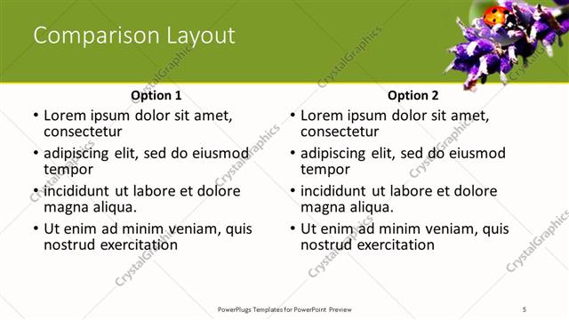 Comparison presentation slide layout