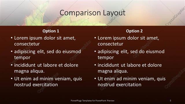 Comparison presentation slide layout