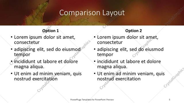 Comparison presentation slide layout