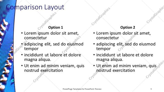 Comparison presentation slide layout