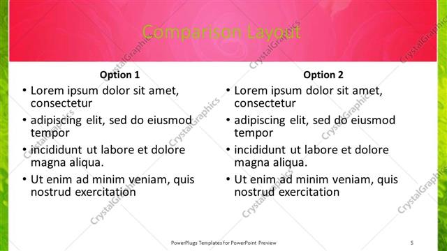 Comparison presentation slide layout