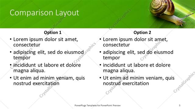 Comparison presentation slide layout