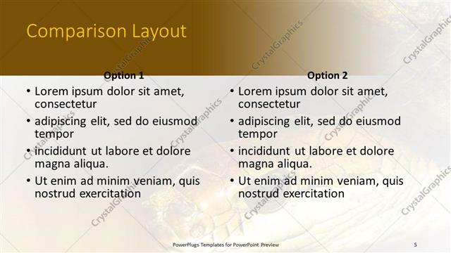 Comparison presentation slide layout