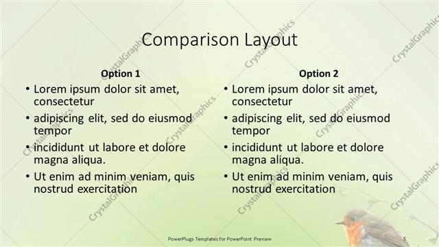 Comparison presentation slide layout
