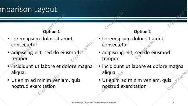 Comparison presentation slide layout