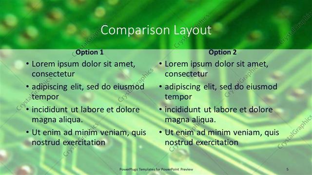 Comparison presentation slide layout