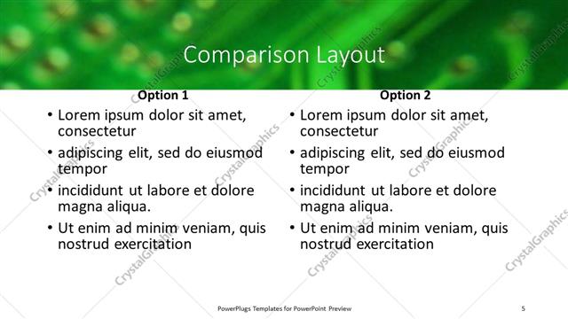 Comparison presentation slide layout