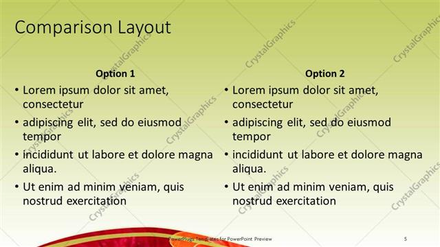 Comparison presentation slide layout