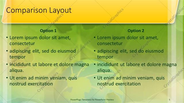 Comparison presentation slide layout