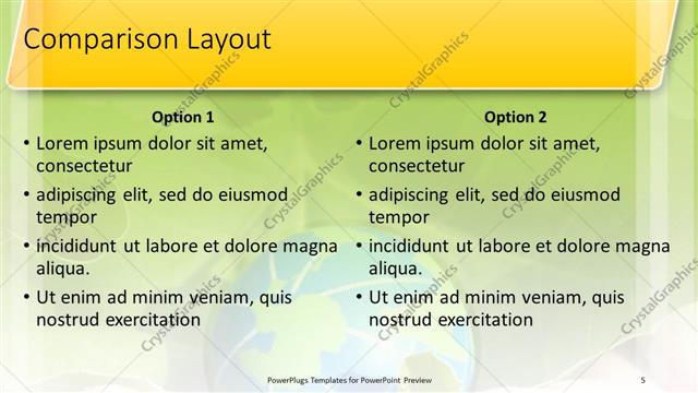 Comparison presentation slide layout