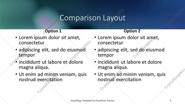 Comparison presentation slide layout