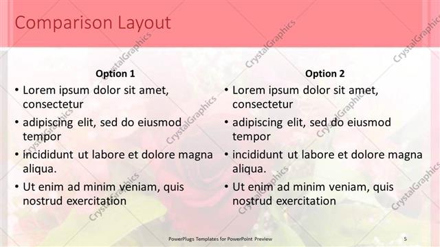 Comparison presentation slide layout