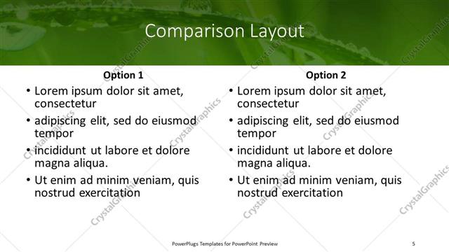 Comparison presentation slide layout