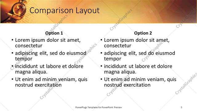 Comparison presentation slide layout