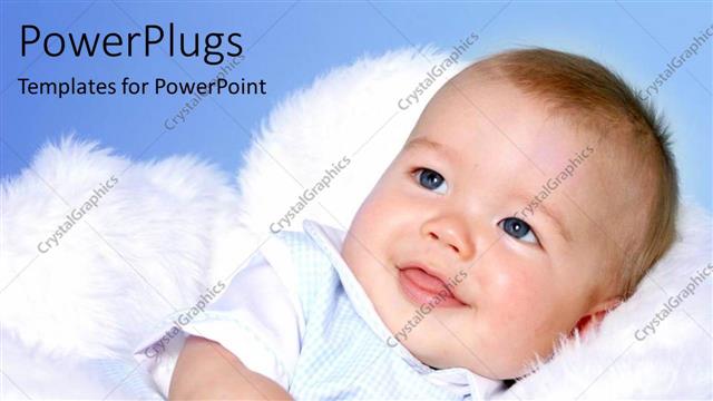  Presentation with cute baby - A close up view of a cute smiling chubby baby on a white surface