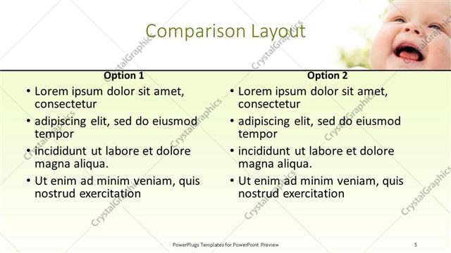 Comparison presentation slide layout