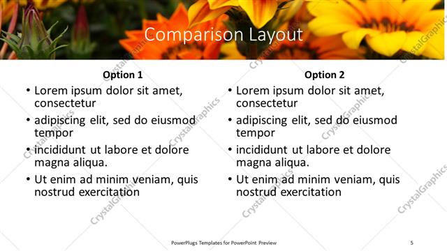 Comparison presentation slide layout