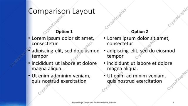 Comparison presentation slide layout