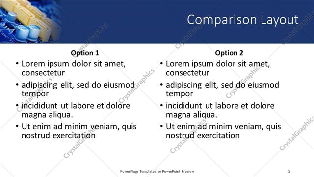 Comparison presentation slide layout