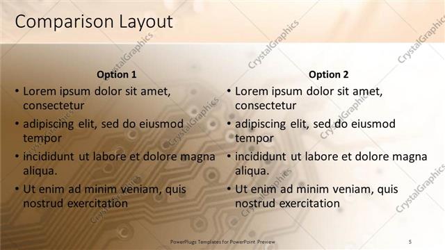 Comparison presentation slide layout