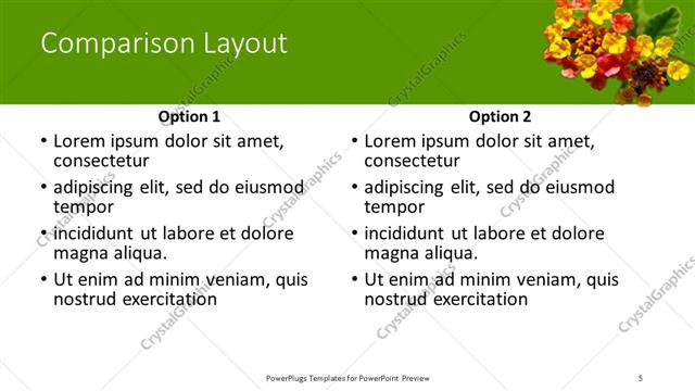 Comparison presentation slide layout