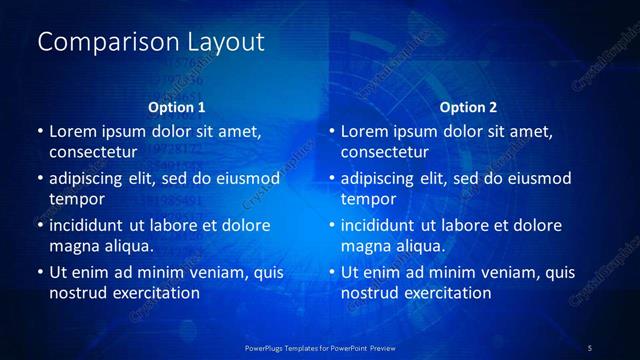 Comparison presentation slide layout