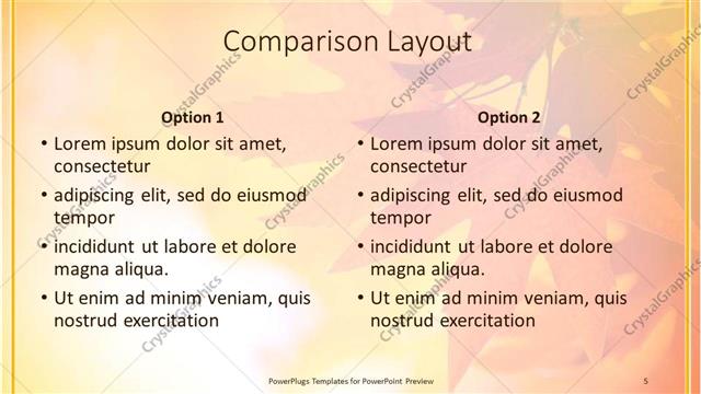 Comparison presentation slide layout
